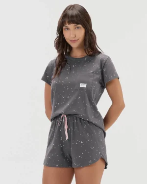 Pijama Feminino Manga Curta com Shorts