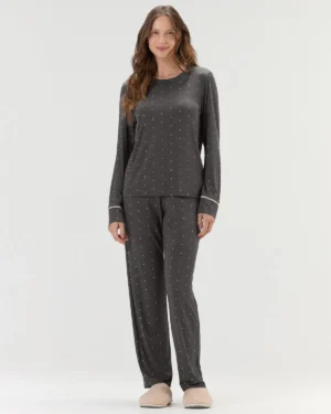 Pijama Feminino Manga Longa Com Calça