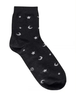 Meia Cano Médio Lua e estrelas preta