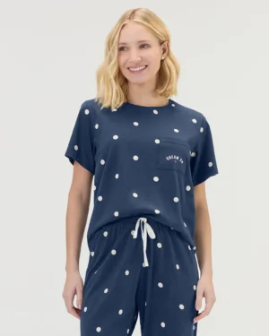 Pijama Feminino Manga Curta Com Calça